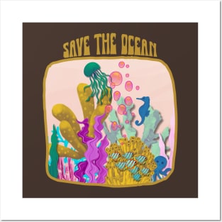 Save the ocean, under sea water Posters and Art